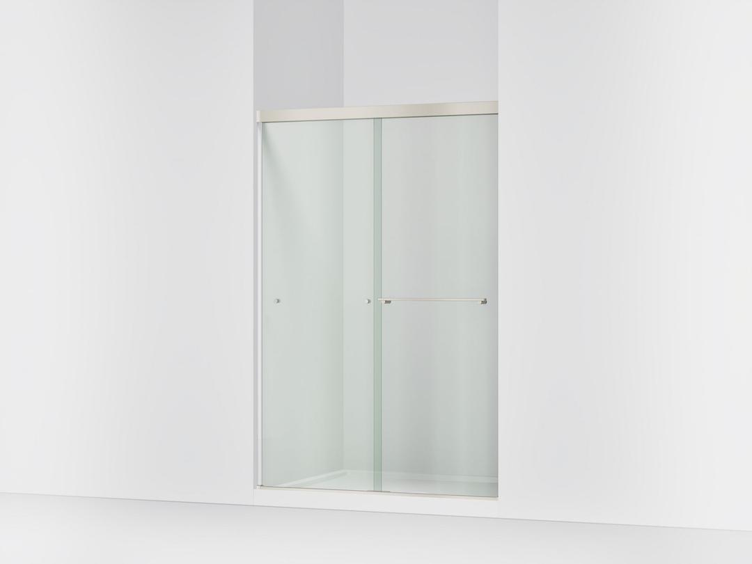Kohler Revel Sliding shower door, 70'' H x 44-5/8 - 47-5/8'' W, with 1/4'' thick Crystal Clear glass - Anodized Brushed Nickel by Kohler