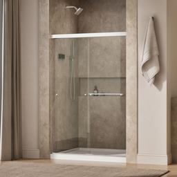 Kohler Revel Sliding shower door, 70'' H x 44-5/8 - 47-5/8'' W, with 5/16'' thick Crystal Clear glass - Bright Polished Silver - image 2