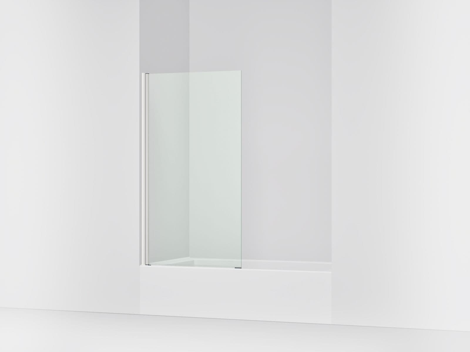 Kohler Aerie Bath screen, 56-15/16'' x 32'' W with 1/4'' thick Crystal Clear glass and square corner - Bright Polished Silver by Kohler