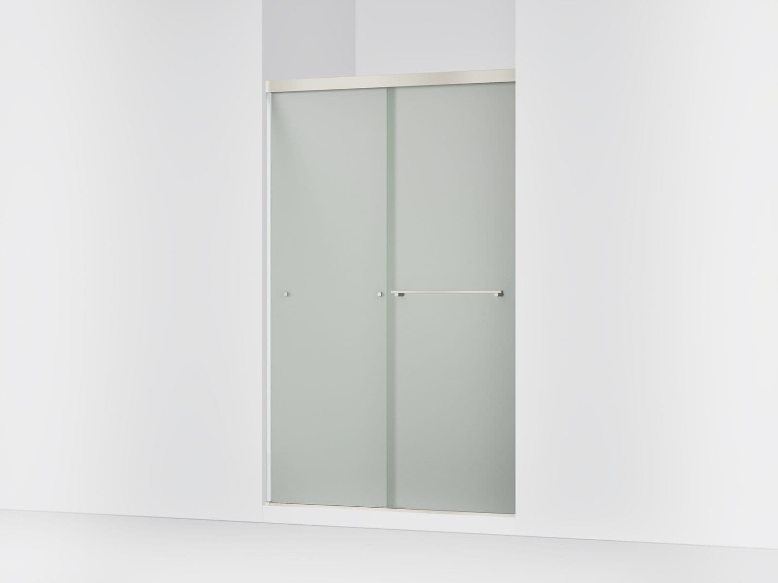 Kohler Revel Sliding shower door, 76'' H x 44-5/8 - 47-5/8'' W, with 5/16'' thick Frosted glass - Anodized Brushed Nickel by Kohler