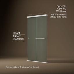 Revel Sliding shower door, 76'' H x 44-5/8 - 47-5/8'' W, with 5/16'' thick Frosted glass - image 3