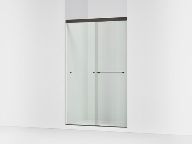 Kohler Revel Sliding shower door, 76'' H x 44-5/8 - 47-5/8'' W, with 5/16'' thick Crystal Clear glass - Anodized Dark Bronze