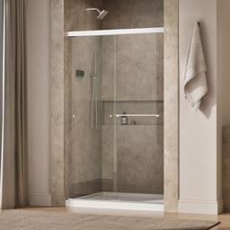 Kohler Revel Sliding shower door, 76'' H x 44-5/8 - 47-5/8'' W, with 5/16'' thick Crystal Clear glass - Bright Polished Silver - image 2