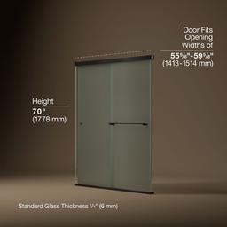 Revel Sliding shower door, 70'' H x 56-5/8 - 59-5/8'' W, with 1/4'' thick Frosted glass - image 3
