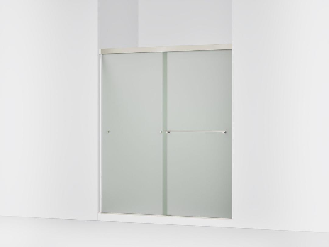 Kohler Revel Sliding shower door, 70'' H x 56-5/8 - 59-5/8'' W, with 1/4'' thick Frosted glass - Anodized Brushed Nickel by Kohler