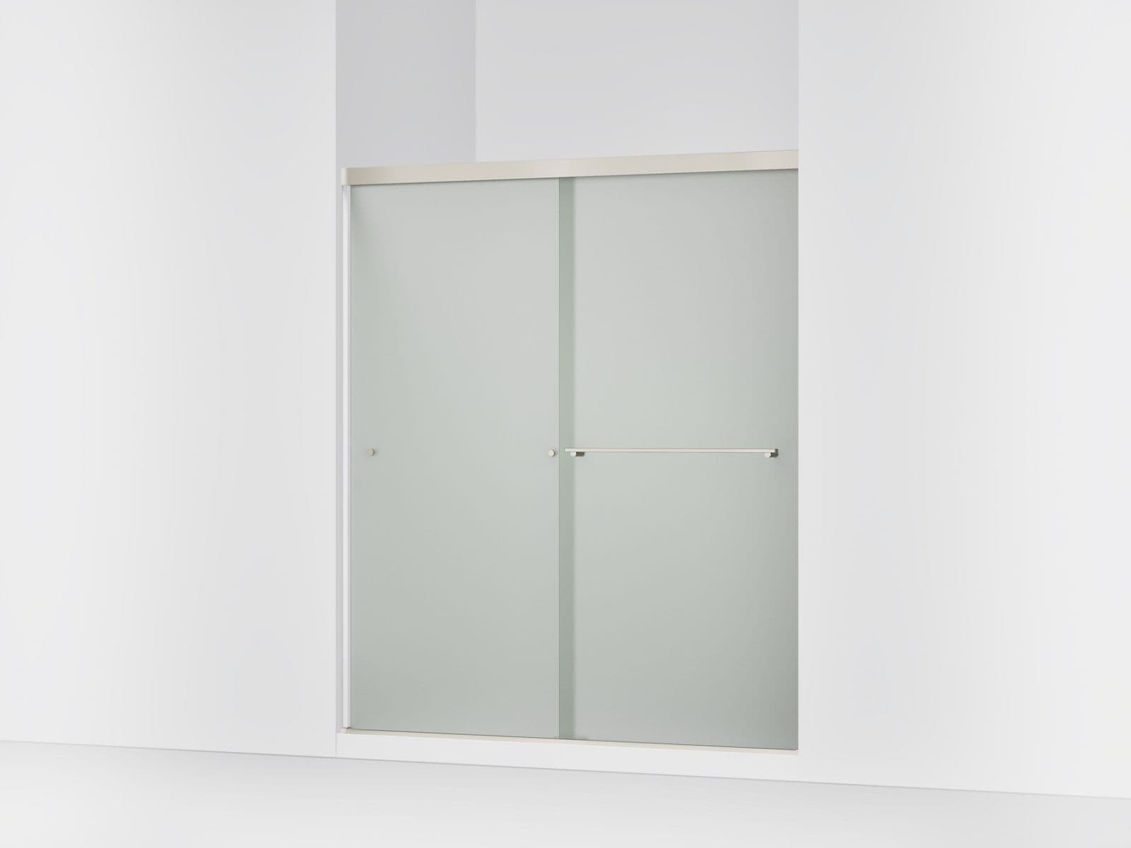 Kohler Revel Sliding shower door, 70'' H x 56-5/8 - 59-5/8'' W, with 1/4'' thick Frosted glass - Anodized Brushed Nickel by Kohler