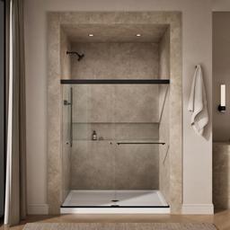 Kohler Revel Sliding shower door, 70'' H x 56-5/8 - 59-5/8'' W, with 1/4'' thick Crystal Clear glass - Anodized Dark Bronze - image 4