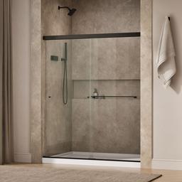 Kohler Revel Sliding shower door, 70'' H x 56-5/8 - 59-5/8'' W, with 1/4'' thick Crystal Clear glass - Anodized Dark Bronze - image 2