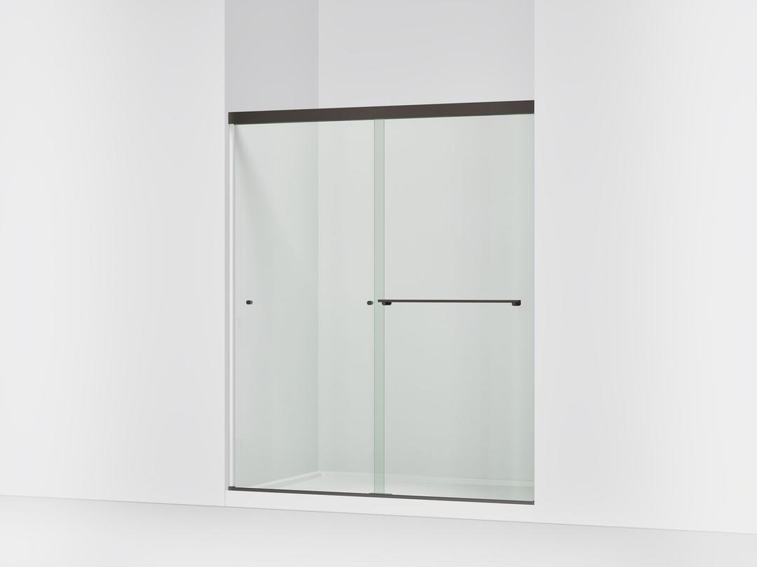 Kohler Revel Sliding shower door, 70'' H x 56-5/8 - 59-5/8'' W, with 1/4'' thick Crystal Clear glass - Anodized Dark Bronze by Kohler