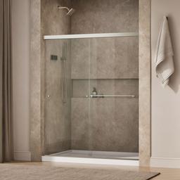 Kohler Revel Sliding shower door, 70'' H x 56-5/8 - 59-5/8'' W, with 1/4'' thick Crystal Clear glass - Anodized Brushed Nickel - image 2