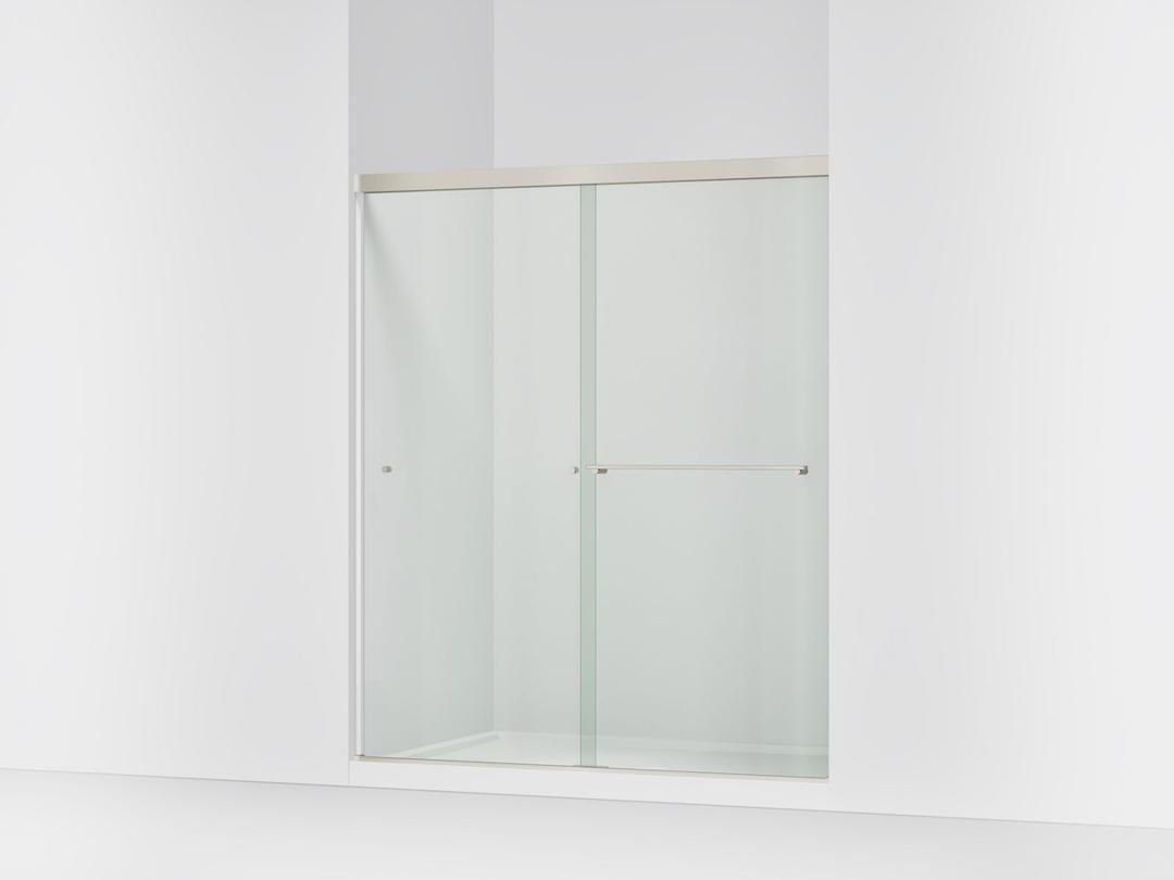 Kohler Revel Sliding shower door, 70'' H x 56-5/8 - 59-5/8'' W, with 1/4'' thick Crystal Clear glass - Anodized Brushed Nickel by Kohler