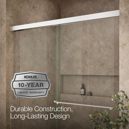 Revel Sliding shower door, 70'' H x 56-5/8 - 59-5/8'' W, with 5/16'' thick Crystal Clear glass - image 9