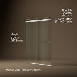 Revel Sliding shower door, 70'' H x 56-5/8 - 59-5/8'' W, with 5/16'' thick Crystal Clear glass - image 3