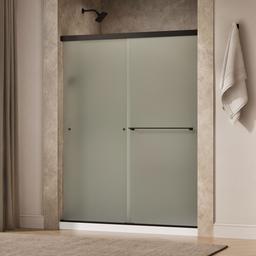 Revel Sliding shower door, 76'' H x 56-5/8 - 59-5/8'' W, with 5/16'' thick Frosted glass - image 2