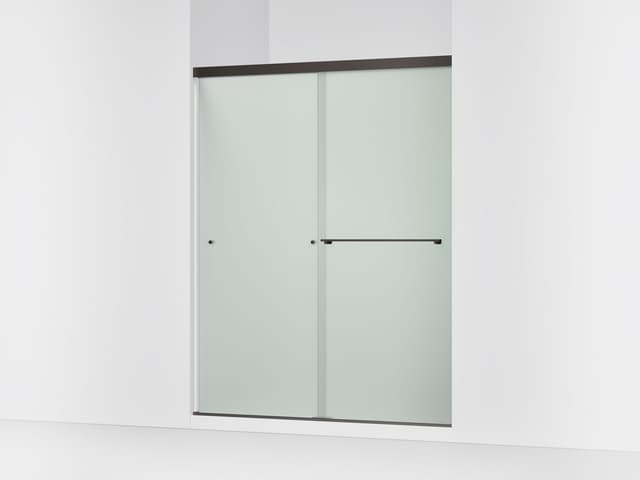 Kohler Revel Sliding shower door, 76'' H x 56-5/8 - 59-5/8'' W, with 5/16'' thick Frosted glass - Anodized Dark Bronze