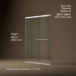 Revel 76'' H sliding shower door with 5/16''-thick glass - image 3