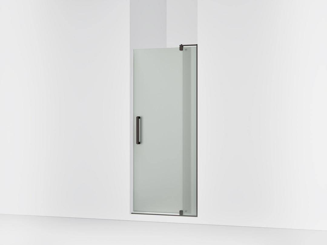 Kohler Revel Pivot shower door, 70'' H x 31-1/8 - 36'' W, with 1/4'' thick Frosted glass - Anodized Dark Bronze by Kohler