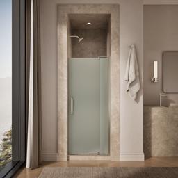 Kohler Revel Pivot shower door, 70'' H x 27-5/16 - 31-1/8'' W, with 1/4'' thick Frosted glass - Anodized Brushed Nickel - image 4