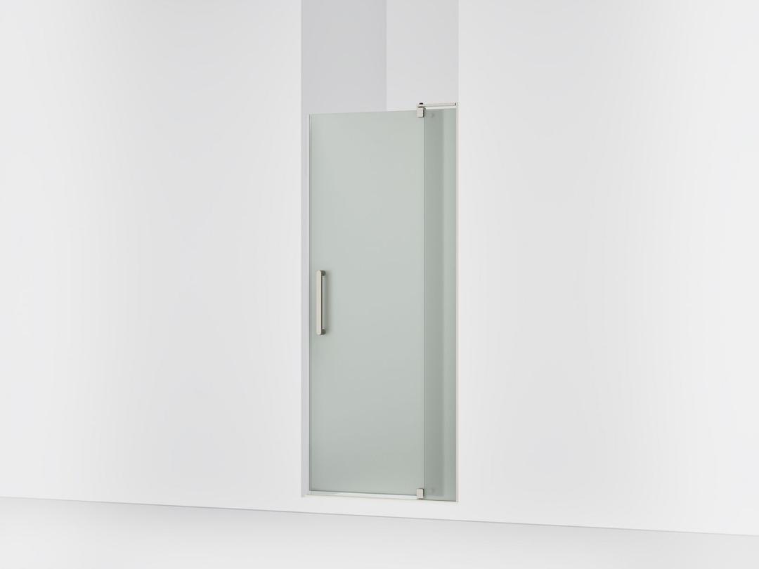 Kohler Revel Pivot shower door, 70'' H x 27-5/16 - 31-1/8'' W, with 1/4'' thick Frosted glass - Anodized Brushed Nickel by Kohler