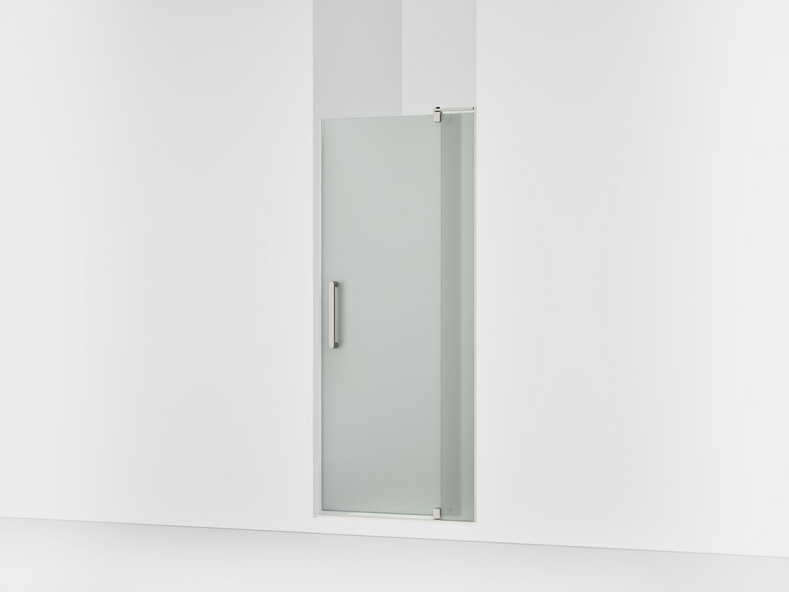 Kohler Revel Pivot shower door, 70'' H x 31-1/8 - 36'' W, with 1/4'' thick Frosted glass - Anodized Brushed Nickel by Kohler
