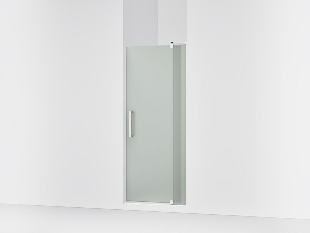 Kohler Revel Pivot shower door, 70'' H x 31-1/8 - 36'' W, with 1/4'' thick Frosted glass - Bright Polished Silver by Kohler