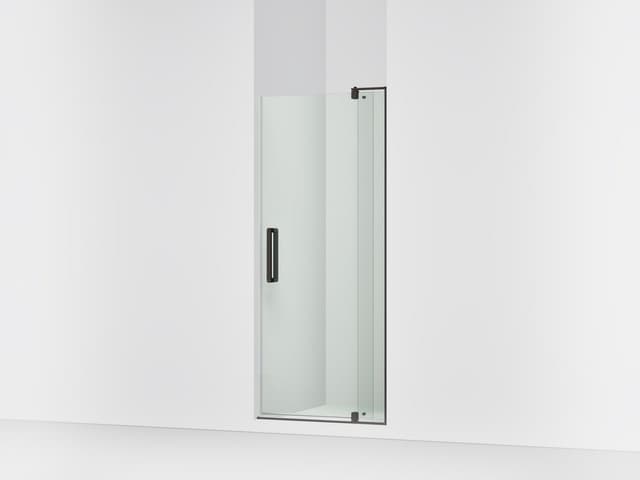 Kohler Revel Pivot shower door, 70'' H x 27-5/16 - 31-1/8'' W, with 1/4'' thick Crystal Clear glass - Anodized Dark Bronze