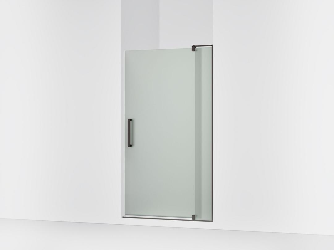 Kohler Revel Pivot shower door, 70'' H x 35-1/8 - 40'' W, with 5/16'' thick Frosted glass - Anodized Dark Bronze by Kohler