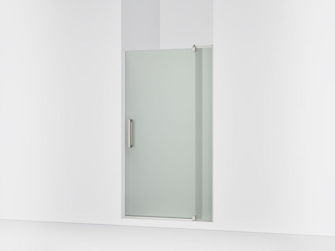 Kohler Revel Pivot shower door, 70'' H x 39-1/8 - 44'' W, with 5/16'' thick Frosted glass - Anodized Brushed Nickel by Kohler
