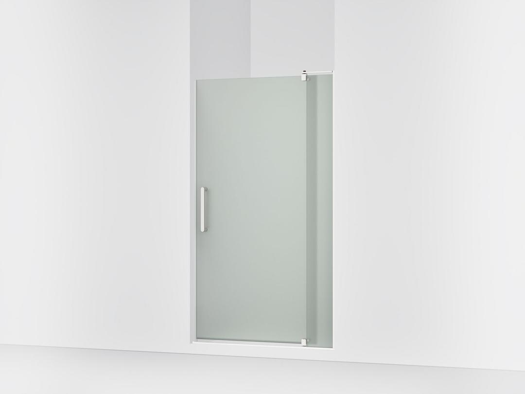 Kohler Revel Pivot shower door, 70'' H x 35-1/8 - 40'' W, with 5/16'' thick Frosted glass - Bright Polished Silver by Kohler