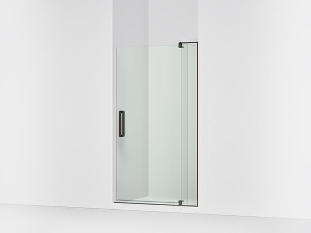 Kohler Revel Pivot shower door, 70'' H x 35-1/8 - 40'' W, with 5/16'' thick Crystal Clear glass - Anodized Dark Bronze
