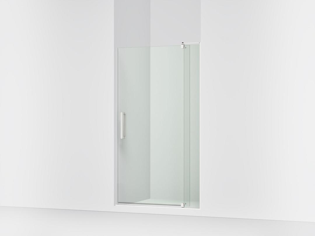 Kohler Revel Pivot shower door, 70'' H x 39-1/8 - 44'' W, with 5/16'' thick Crystal Clear glass - Bright Polished Silver by Kohler