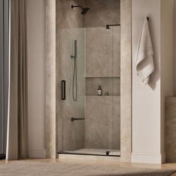Kohler Revel Pivot shower door, 74'' H x 35-1/8 - 40'' W, with 5/16'' thick Crystal Clear glass - Anodized Dark Bronze - image 2