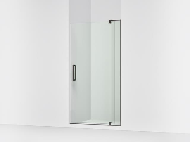 Kohler Revel Pivot shower door, 74'' H x 35-1/8 - 40'' W, with 5/16'' thick Crystal Clear glass - Anodized Dark Bronze