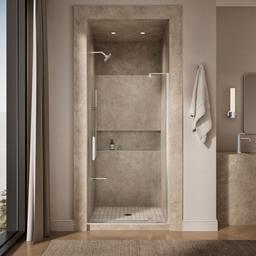 Kohler Revel Pivot shower door, 74'' H x 35-1/8 - 40'' W, with 5/16'' thick Crystal Clear glass - Bright Polished Silver - image 4