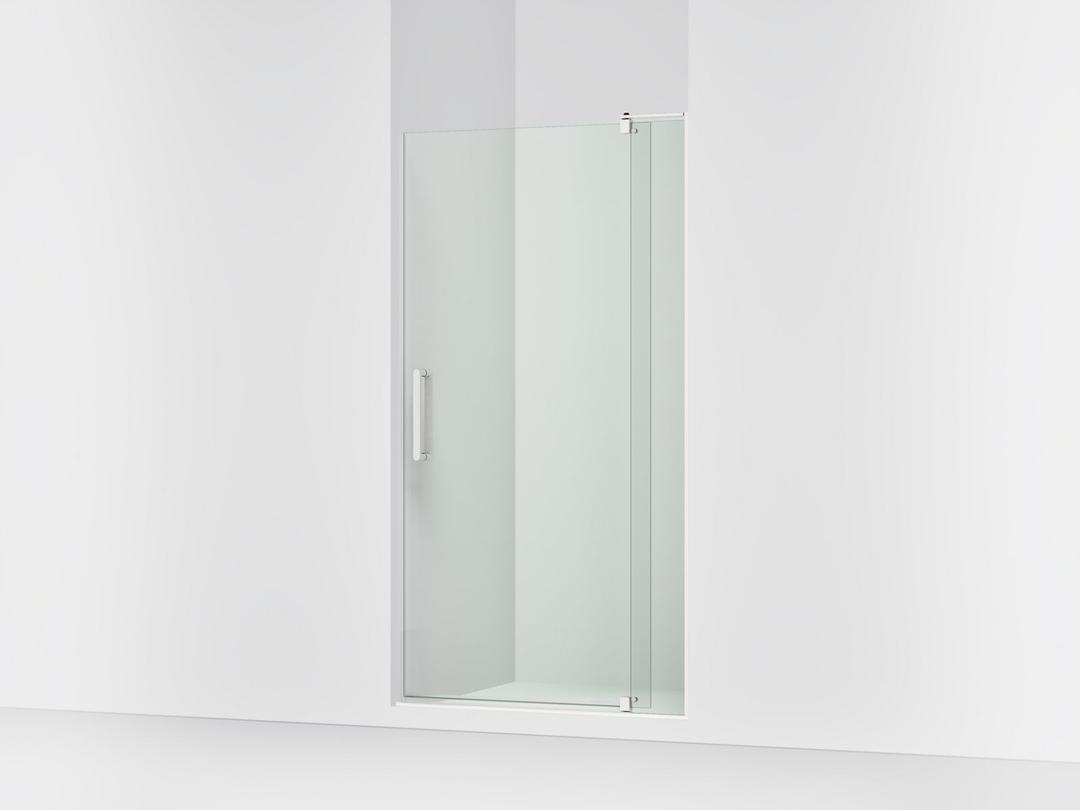 Kohler Revel Pivot shower door, 74'' H x 35-1/8 - 40'' W, with 5/16'' thick Crystal Clear glass - Bright Polished Silver by Kohler