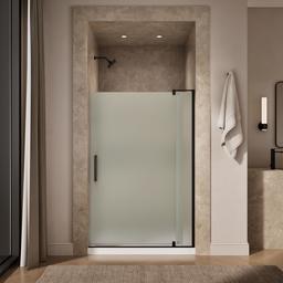 Kohler Revel Pivot shower door, 70'' H x 43-1/8 - 48'' W, with 5/16'' thick Frosted glass - Anodized Dark Bronze - image 4