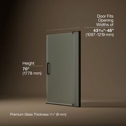 Kohler Revel Pivot shower door, 70'' H x 43-1/8 - 48'' W, with 5/16'' thick Frosted glass - Anodized Dark Bronze - image 3
