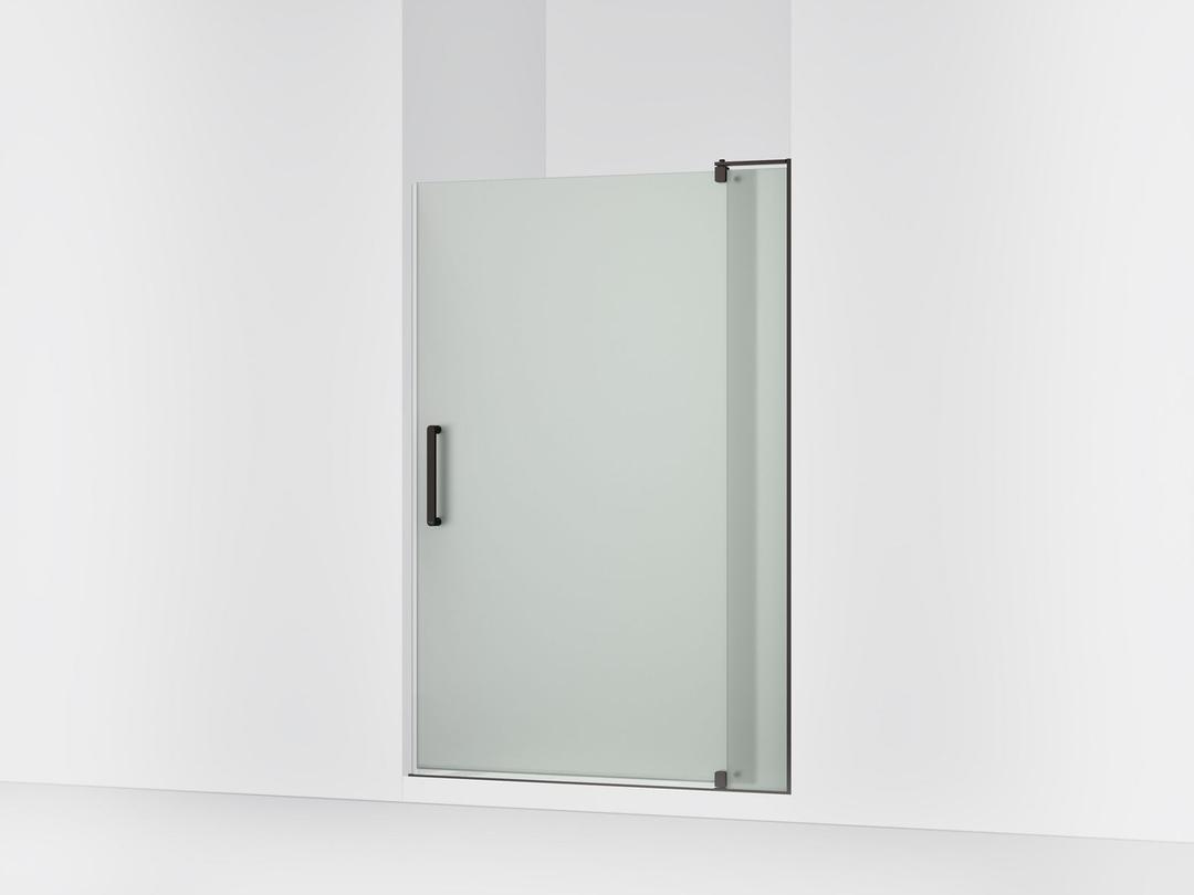 Kohler Revel Pivot shower door, 70'' H x 43-1/8 - 48'' W, with 5/16'' thick Frosted glass - Anodized Dark Bronze by Kohler