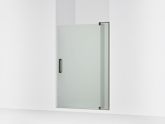 Kohler Revel Pivot shower door, 70'' H x 43-1/8 - 48'' W, with 5/16'' thick Frosted glass - Anodized Dark Bronze