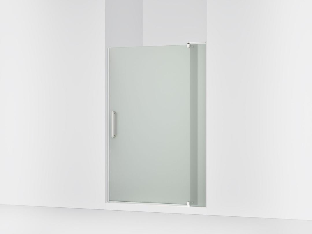Kohler Revel Pivot shower door, 70'' H x 43-1/8 - 48'' W, with 5/16'' thick Frosted glass - Bright Polished Silver by Kohler