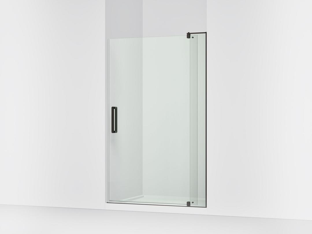 Kohler Revel Pivot shower door, 74'' H x 43-1/8 - 48'' W, with 5/16'' thick Crystal Clear glass - Anodized Dark Bronze by Kohler