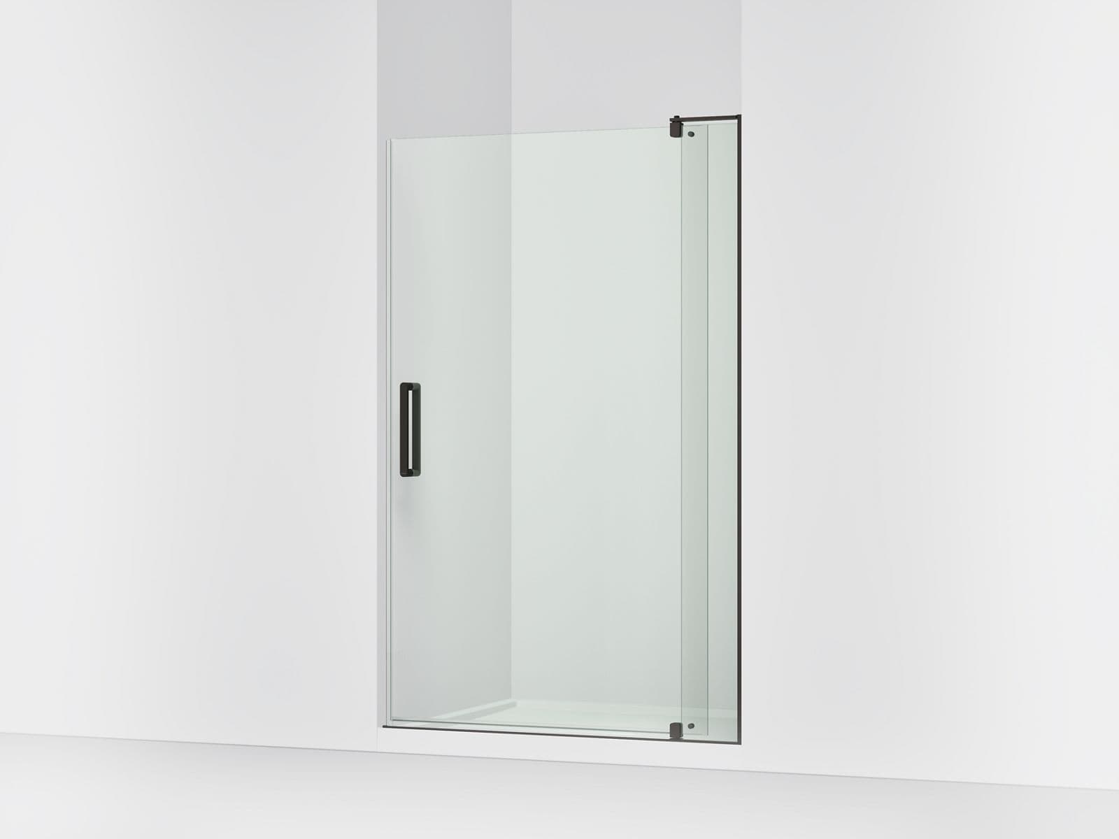 Kohler Revel Pivot shower door, 74'' H x 43-1/8 - 48'' W, with 5/16'' thick Crystal Clear glass - Anodized Dark Bronze by Kohler