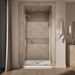 Kohler Revel Pivot shower door, 74'' H x 43-1/8 - 48'' W, with 5/16'' thick Crystal Clear glass - Anodized Brushed Nickel - image 4