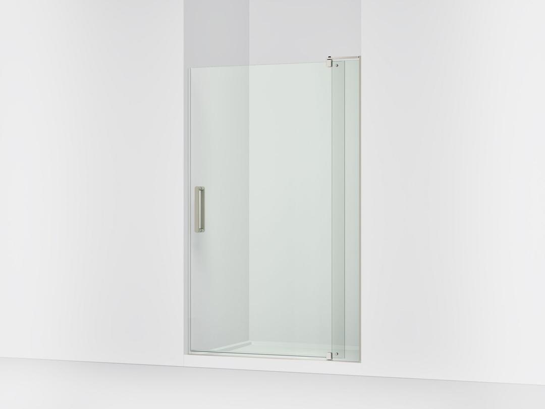 Kohler Revel Pivot shower door, 74'' H x 43-1/8 - 48'' W, with 5/16'' thick Crystal Clear glass - Anodized Brushed Nickel by Kohler