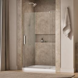 Kohler Revel Pivot shower door, 74'' H x 43-1/8 - 48'' W, with 5/16'' thick Crystal Clear glass - Bright Polished Silver - image 2