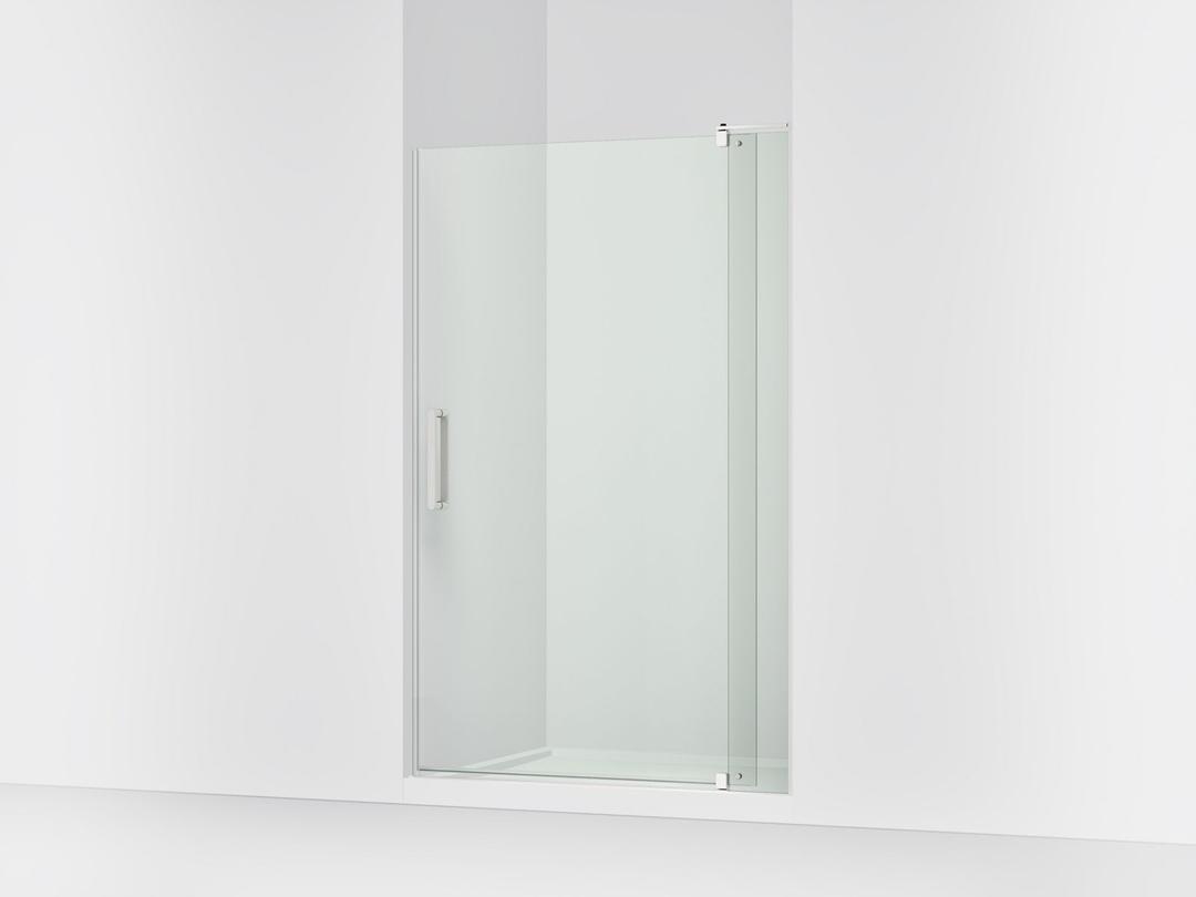 Kohler Revel Pivot shower door, 74'' H x 43-1/8 - 48'' W, with 5/16'' thick Crystal Clear glass - Bright Polished Silver by Kohler