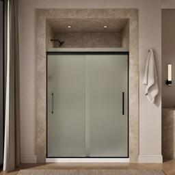 Kohler Pleat Frameless sliding shower door, 79-1/16'' H x 54-5/8 - 59-5/8'' W, with 5/16'' thick Frosted glass - Matte Black - image 4
