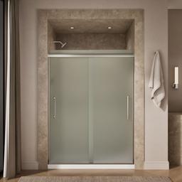 Kohler Pleat Frameless sliding shower door, 79-1/16'' H x 54-5/8 - 59-5/8'' W, with 5/16'' thick Frosted glass - Anodized Brushed Nickel - image 4