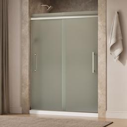Kohler Pleat Frameless sliding shower door, 79-1/16'' H x 54-5/8 - 59-5/8'' W, with 5/16'' thick Frosted glass - Anodized Brushed Nickel - image 2