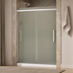Kohler Pleat Frameless sliding shower door, 79-1/16'' H x 54-5/8 - 59-5/8'' W, with 5/16'' thick Frosted glass - Bright Polished Silver - image 2
